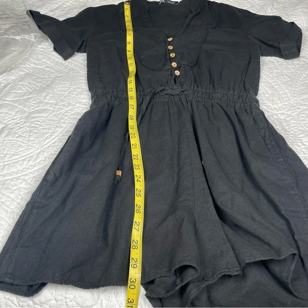 New Zara Linen Blend Jumpsuit Black Size S
